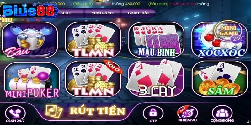 Game Bài Blue88 - Khám Phá Các Tựa Game HOT Vừa Ra Mắt Game bài Blue88 hội tụ các phiên bản cá cược hấp dẫn cho người chơi